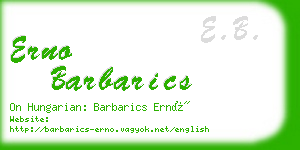 erno barbarics business card